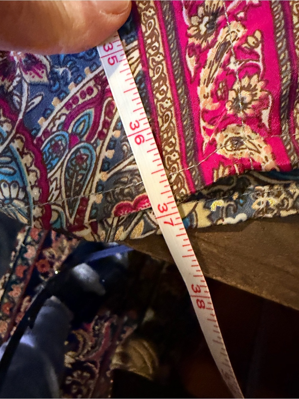Summer Bright Paisley Button-Front Shirt Dress w/Leather Belt w/Metal Bucke - Picture 9 of 12